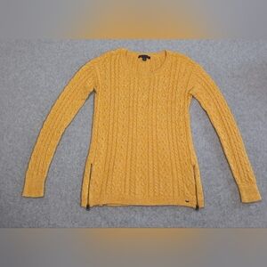 American Eagle Sweater Womens M Yellow Long Sleeve Cable Knit